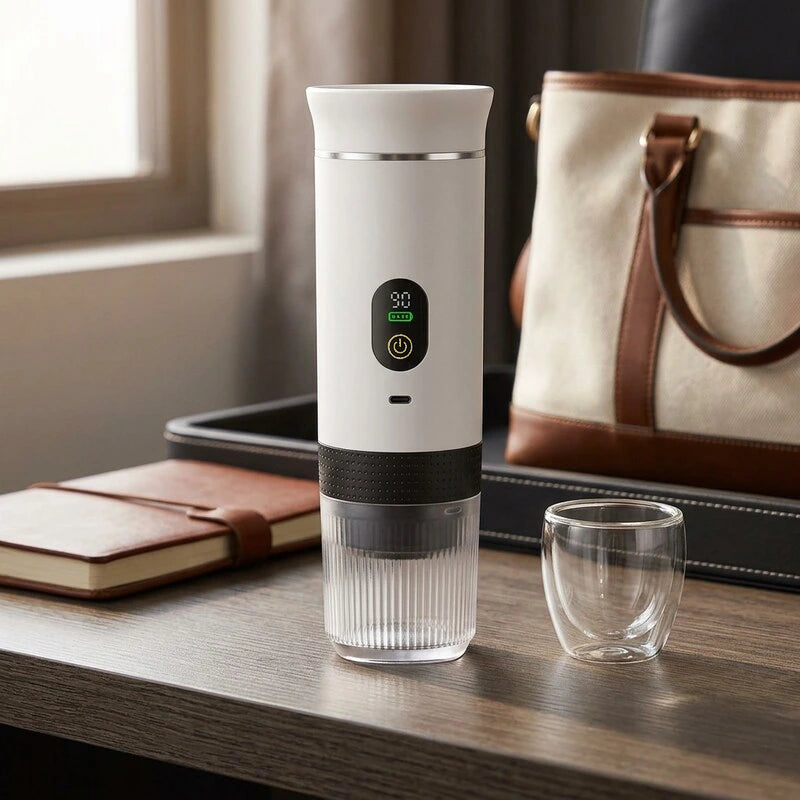 Portable Espresso Machine with LED Display – White, 80 ml – feature detail