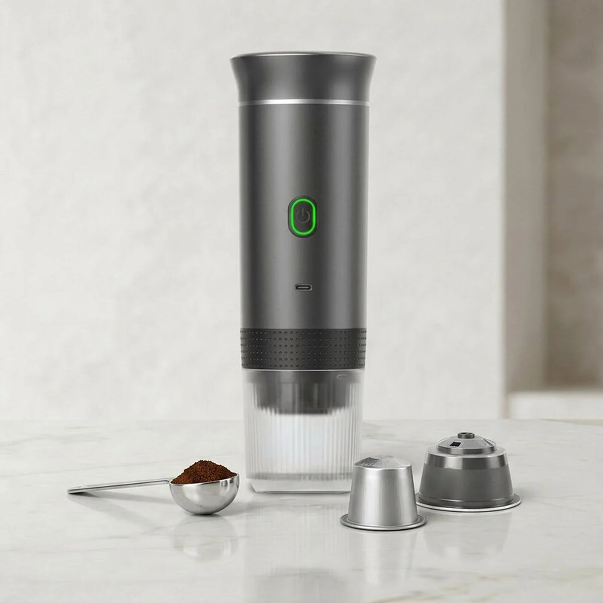 Portable Espresso Maker – Grey, 3-in-1, USB-C – compatibility