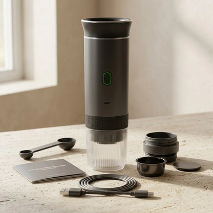 Portable Espresso Maker – Grey, 3-in-1, USB-C – included accessories