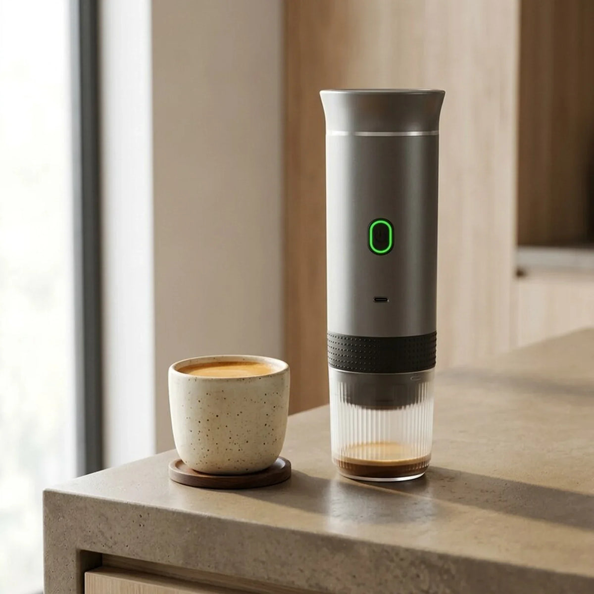 Portable Espresso Maker – Grey, 3-in-1, USB-C – coffee result