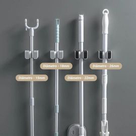 Broom & Mop Holder – Adjustable Adhesive, Wall-Mount