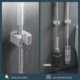 Broom & Mop Holder – Adjustable Adhesive, Wall-Mount