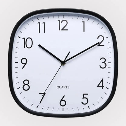 Torino Black 30cm square wall clock, front view