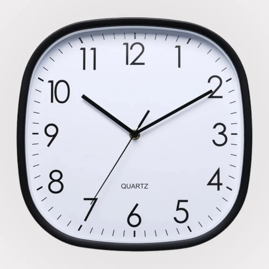 Torino Black 30cm square wall clock, front view