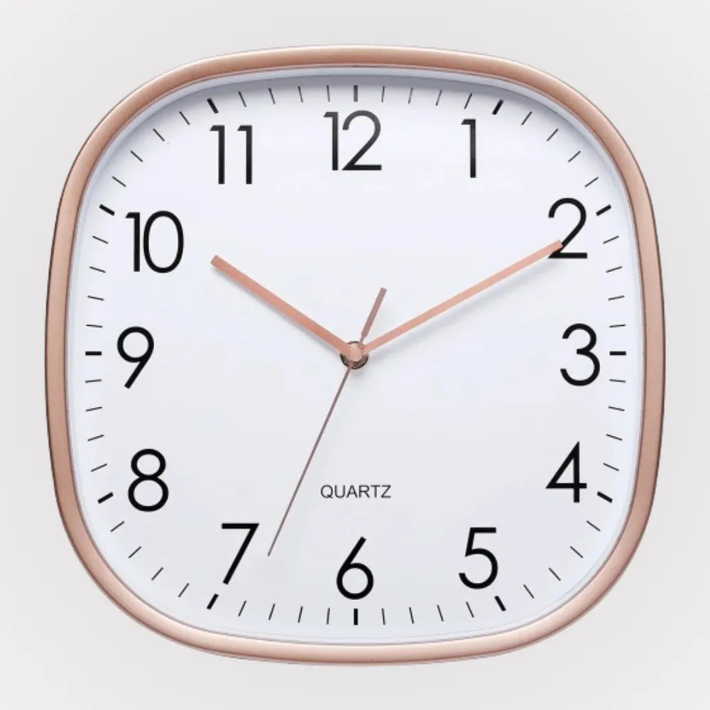 Torino Rose 30cm square wall clock, front view
