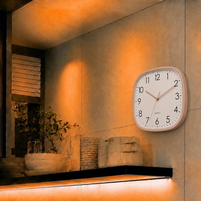 Torino Rose 30cm square wall clock, in a kitchen