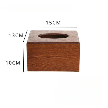 Square wooden tissue box cover diagram labelled 15 cm long, 13 cm wide and 10 cm high.