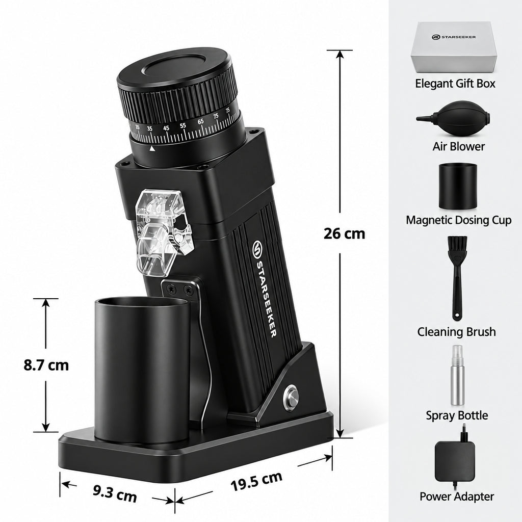 Starseeker E55PRO Electric Burr Coffee Grinder – 55 mm – dimensions and specifications