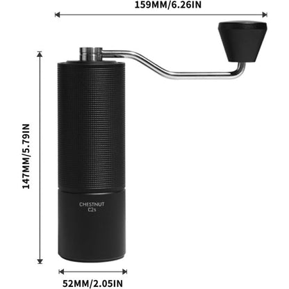 Timemore C2S Manual Coffee Grinder – Stainless Steel Burrs – close-up detail