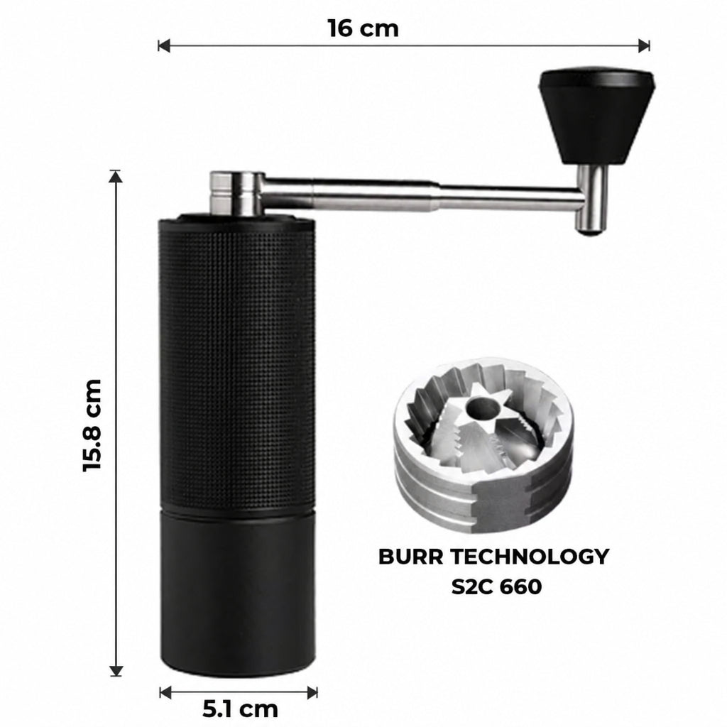 Timemore C3S Pro Manual Coffee Grinder – Folding Handle – dimensions and specifications