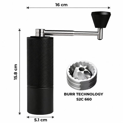 Timemore C3S Pro Manual Coffee Grinder – Folding Handle – dimensions and specifications
