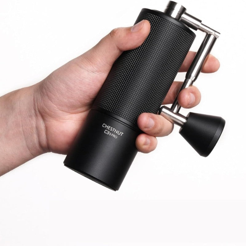 Timemore C3S Pro Manual Coffee Grinder – Folding Handle – in use