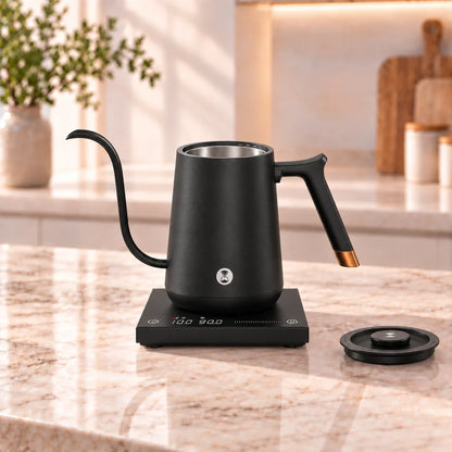 Timemore Fish Electric Gooseneck Kettle – Black, 600 ml – in a lifestyle setting