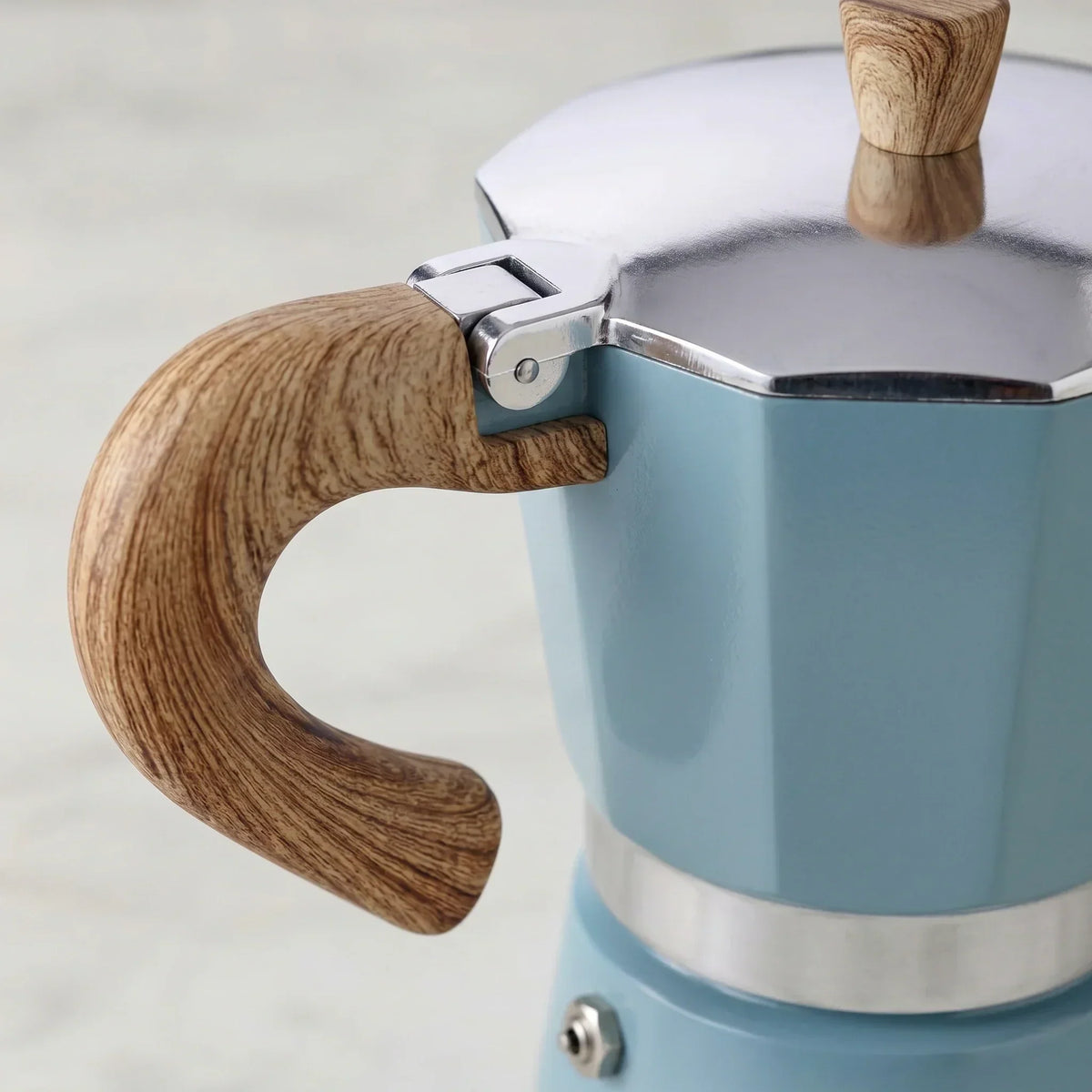 Torino Stovetop Espresso Maker – Blue, 300 ml Moka Pot – feature detail