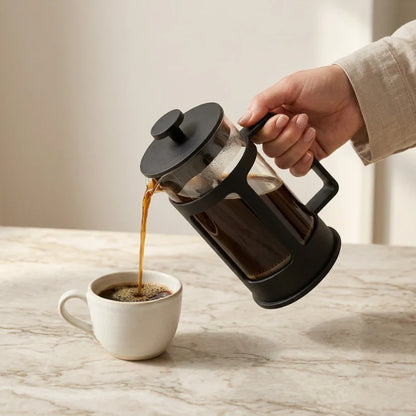 Toulouse Glass French Press Cafetière – 350 or 600 ml – in use