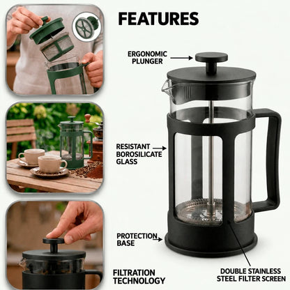 Toulouse Glass French Press Cafetière – 350 or 600 ml – in a lifestyle setting