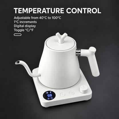 Veneza Electric Gooseneck Kettle – Matte White, 40–100°C – feature detail