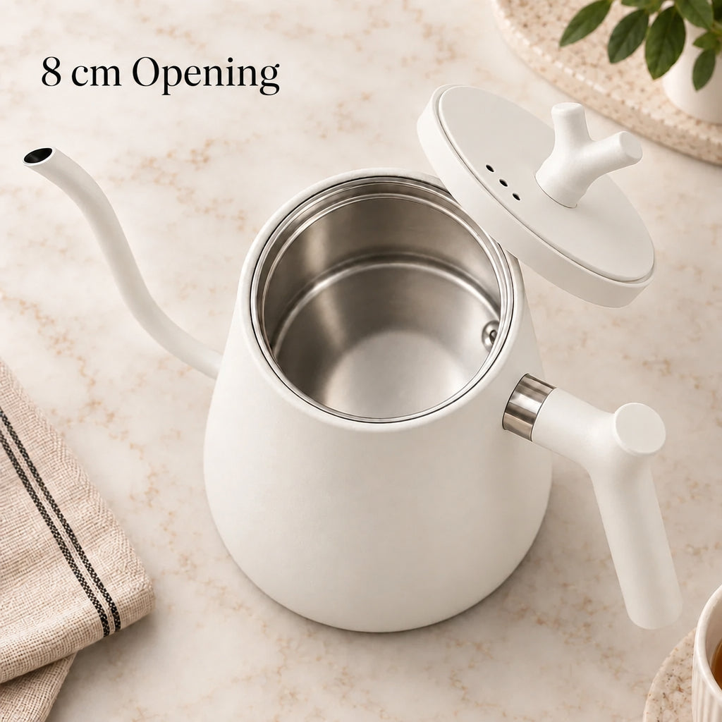 Veneza Electric Gooseneck Kettle – Matte White, 40–100°C – included accessories