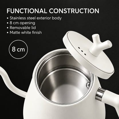 Veneza Electric Gooseneck Kettle – Matte White, 40–100°C – product detail