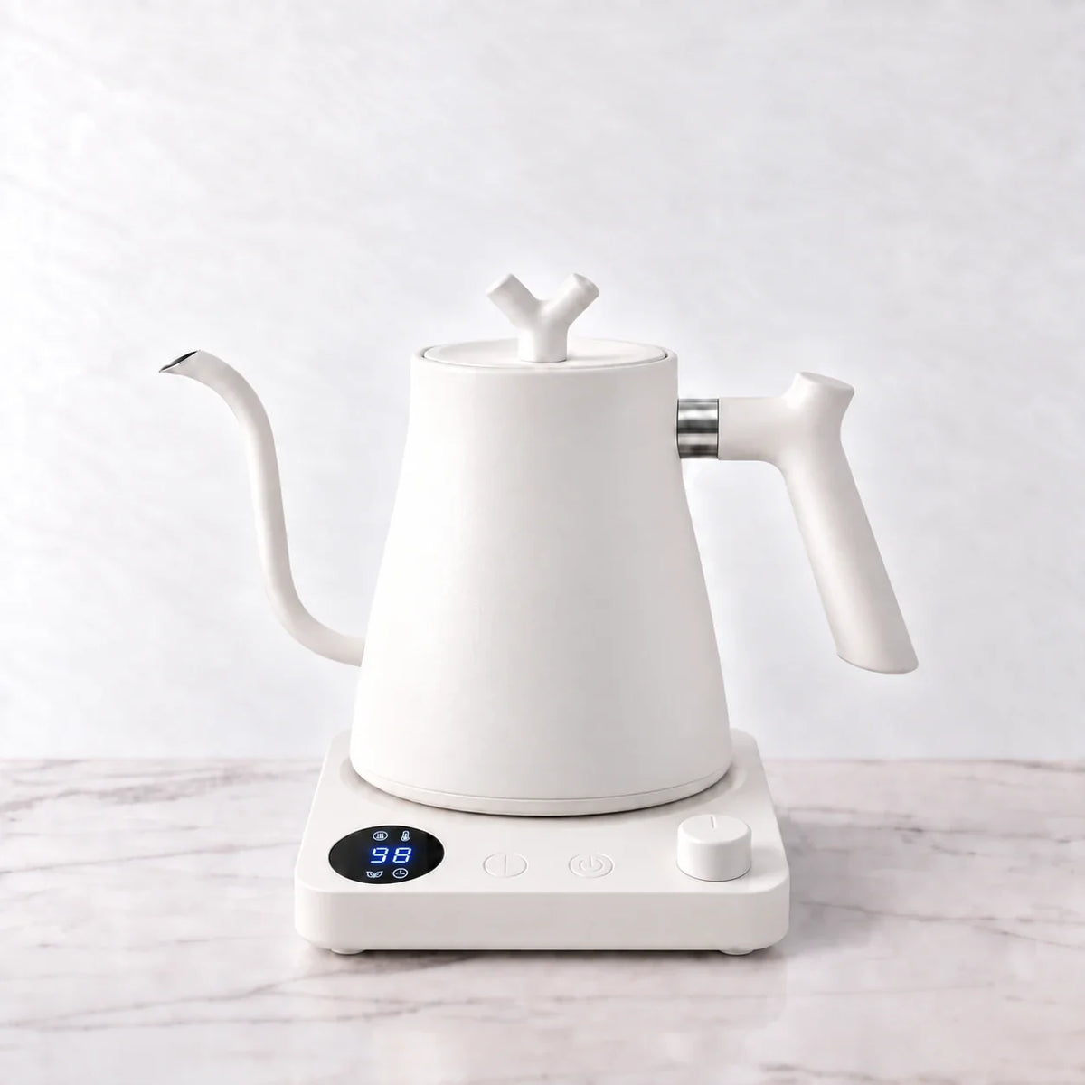 Veneza Electric Gooseneck Kettle – Matte White, 40–100°C – product view