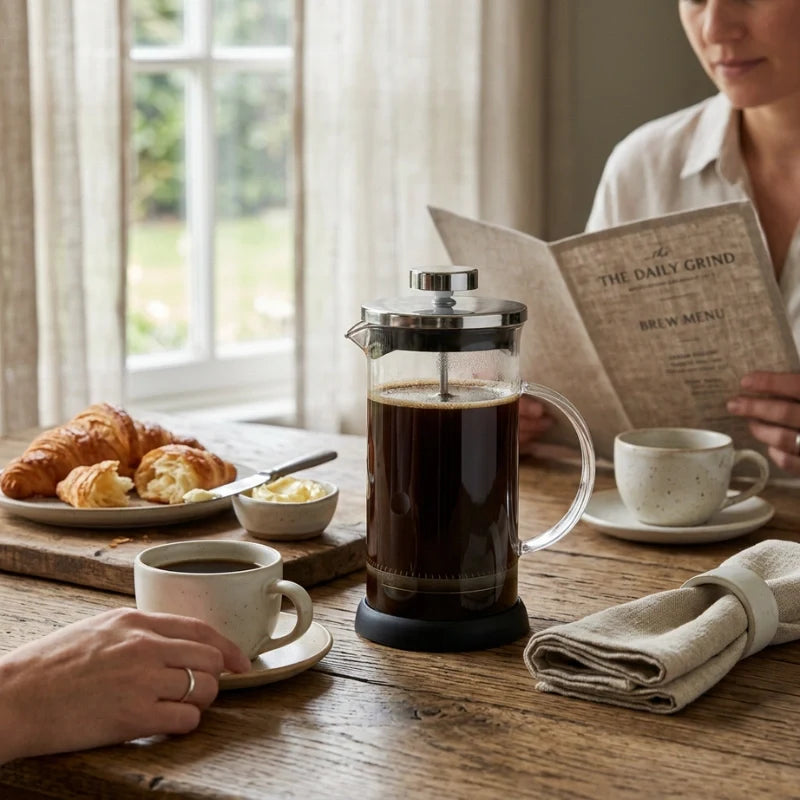 Versailles Glass French Press Cafetière – 350 or 600 ml – close-up detail