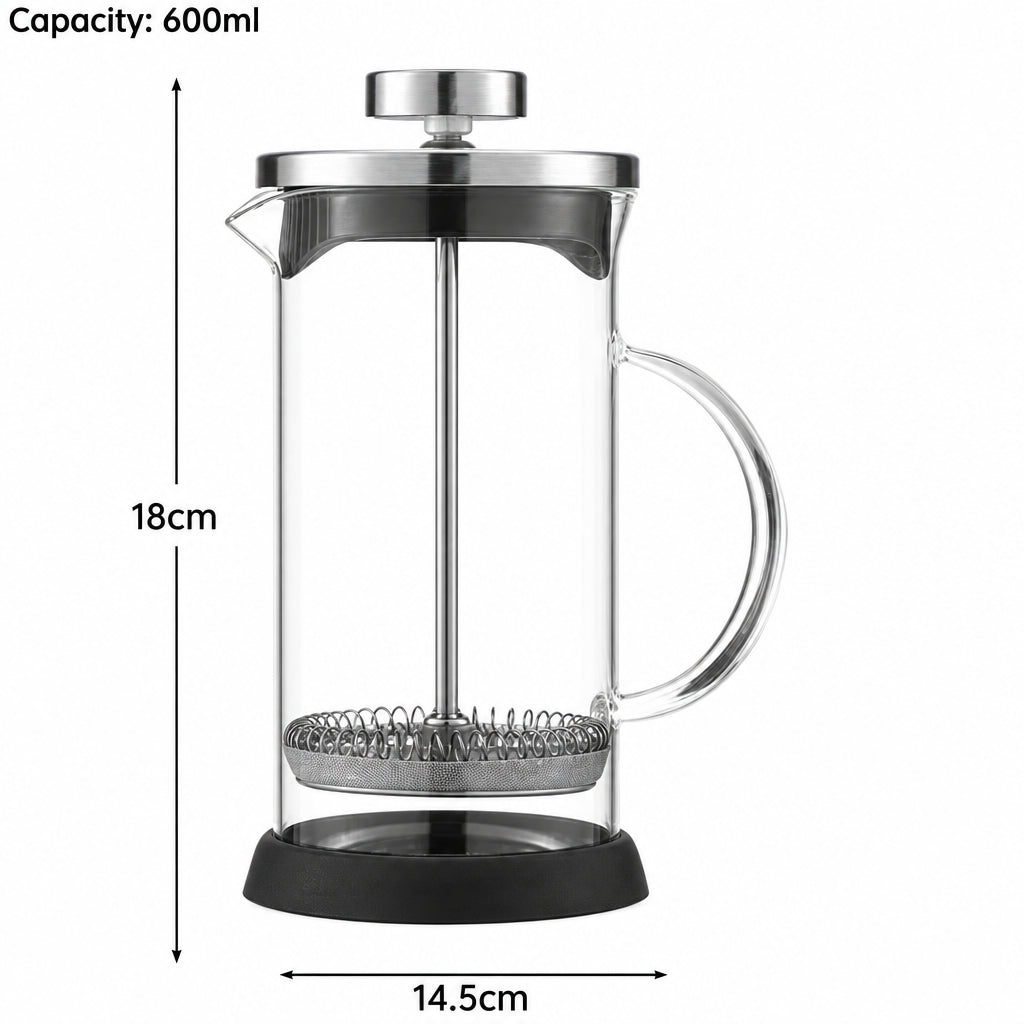 Versailles Glass French Press Cafetière – 350 or 600 ml – in use