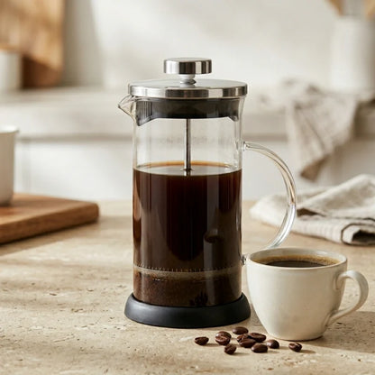 Versailles Glass French Press Cafetière – 350 or 600 ml – in a lifestyle setting