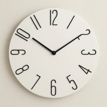Bellagio White 30cm white wall clock, front view