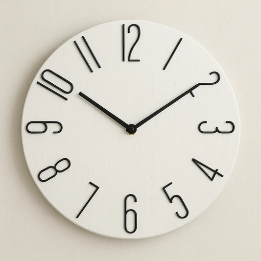 Bellagio White 30cm white wall clock, front view
