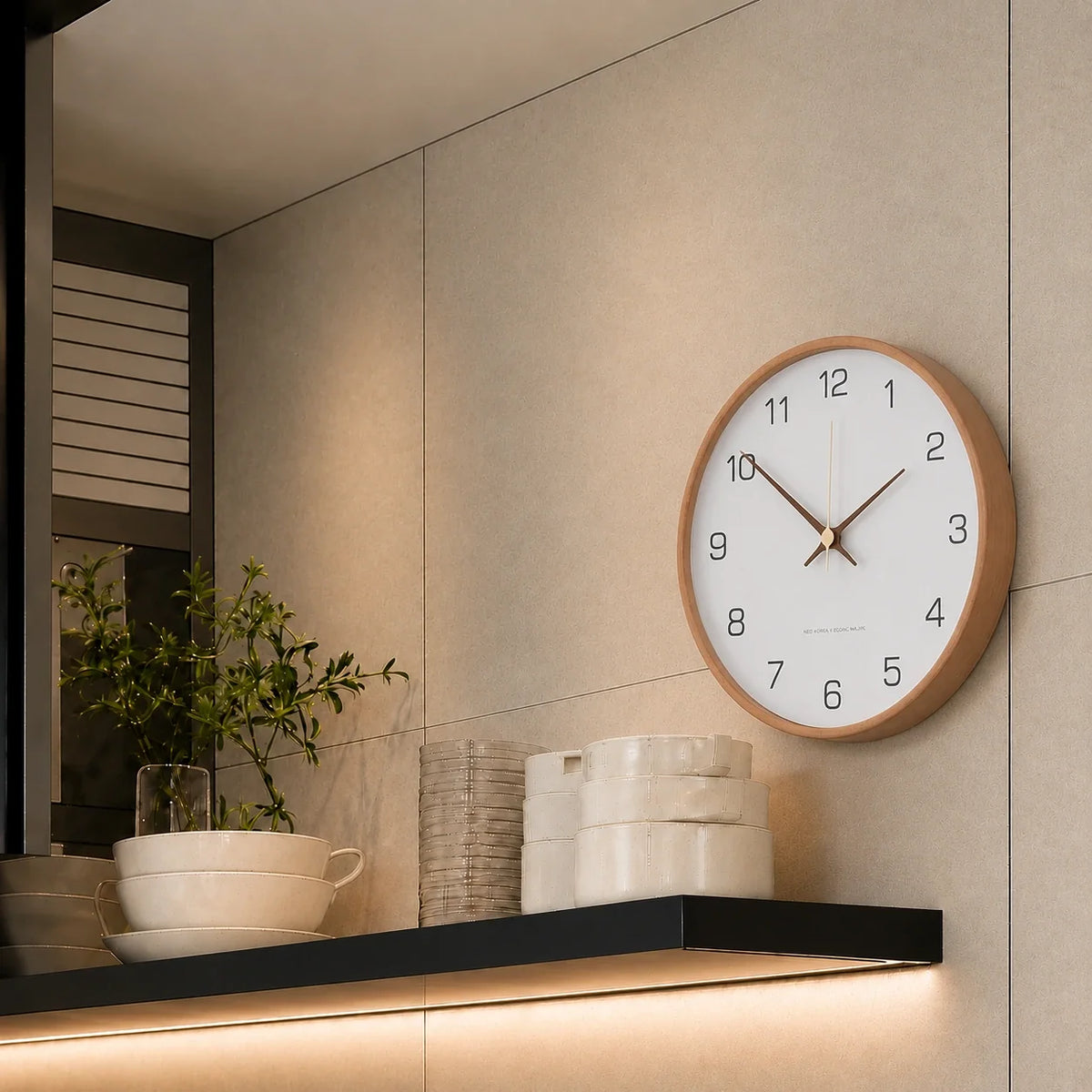 Milano White 25cm white wall clock, in a kitchen