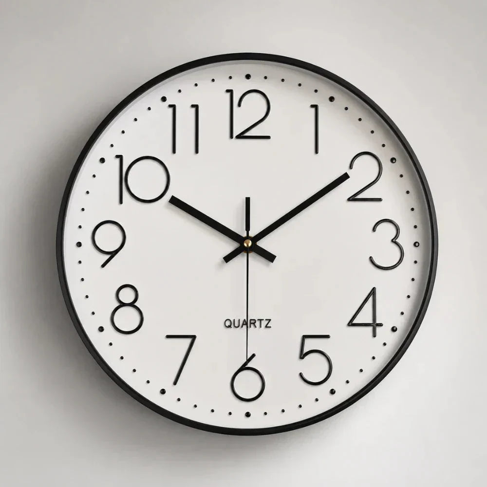 Valentino White & Black 30cm white wall clock, front view