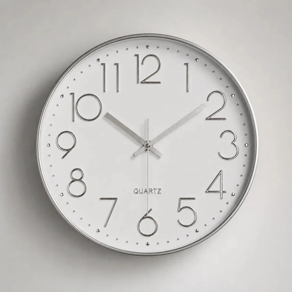 Valentino White & Grey 30cm white wall clock, front view