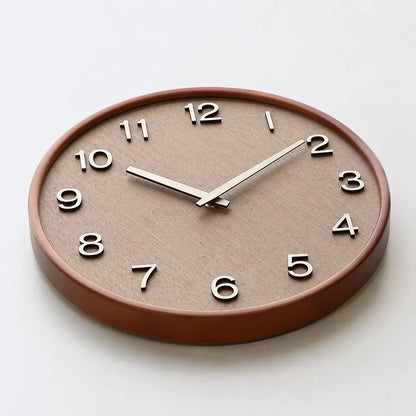 Cremona Dark Wood 30cm wooden wall clock, angled view on the wall