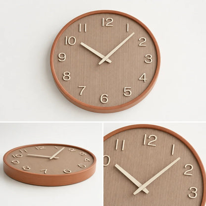 Cremona Dark Wood 30cm wooden wall clock, detail views of the numerals, frame and back