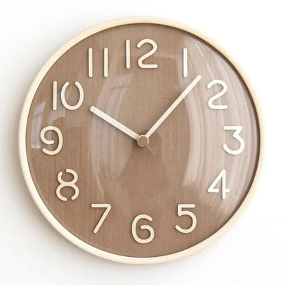 Napoli Dark Wood Pattern A 30cm wooden wall clock, front view