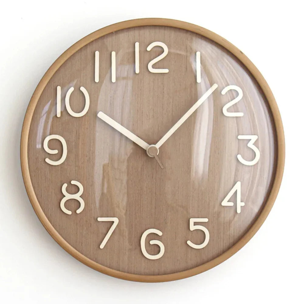 Napoli Dark Wood Pattern B 30cm wooden wall clock, front view