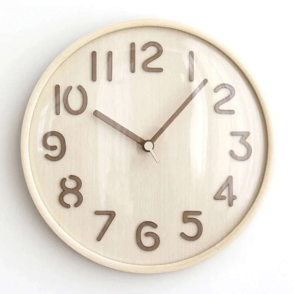 Napoli Light Wood Pattern A 30cm wooden wall clock, front view