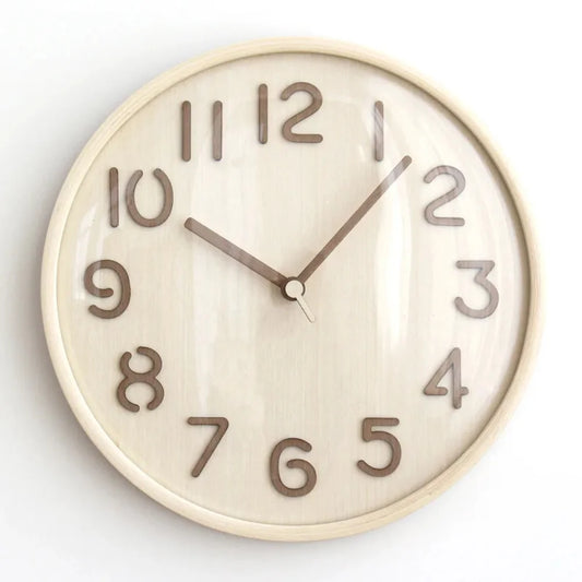 Napoli Light Wood Pattern A 30cm wooden wall clock, front view