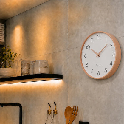 Toscana Beige 26cm wooden wall clock, in a kitchen