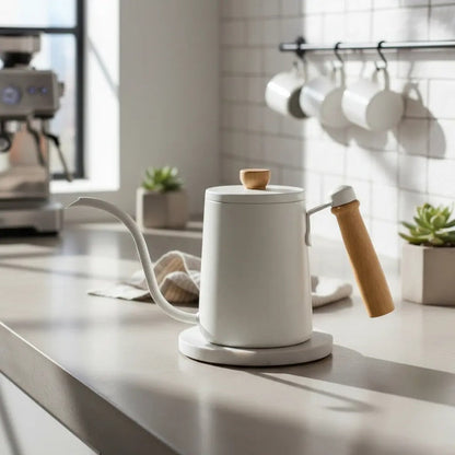 Zurich Stainless Steel Gooseneck Kettle – White, 600 ml – feature detail
