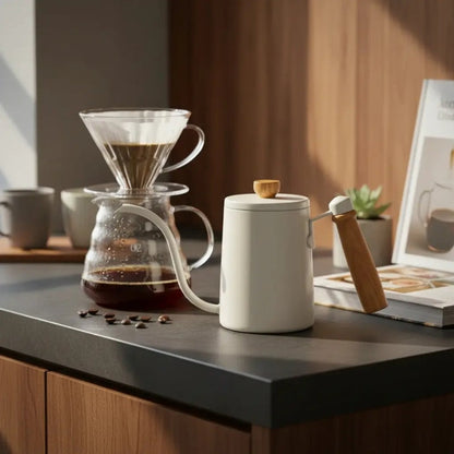 Zurich Stainless Steel Gooseneck Kettle – White, 600 ml – feature detail